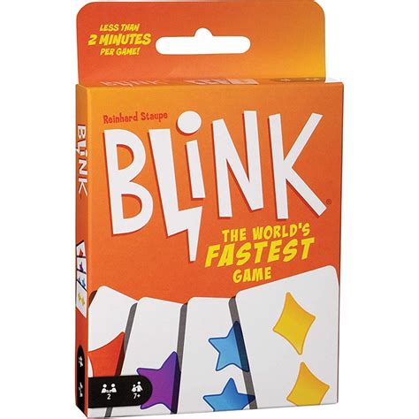 Includes 1 Blink card game with instructions. Colors and decorations may vary. Features: Race in a head-to-head competition with Blink™, the lightning-fast card game! Using sharp eyes and fast hands, 2 players try to match the shape, count, or color on their cards to either one of two discard piles. Play all the cards from your draw pile to ...